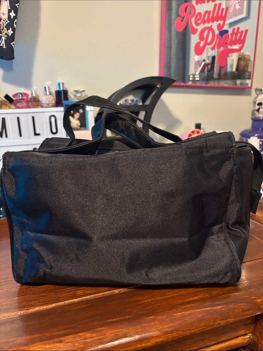 Lancome Black Cosmetic Carry-All Bag